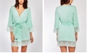 iCollection Elegant Modal Knit Robe with Contrast Scalloped Lace
